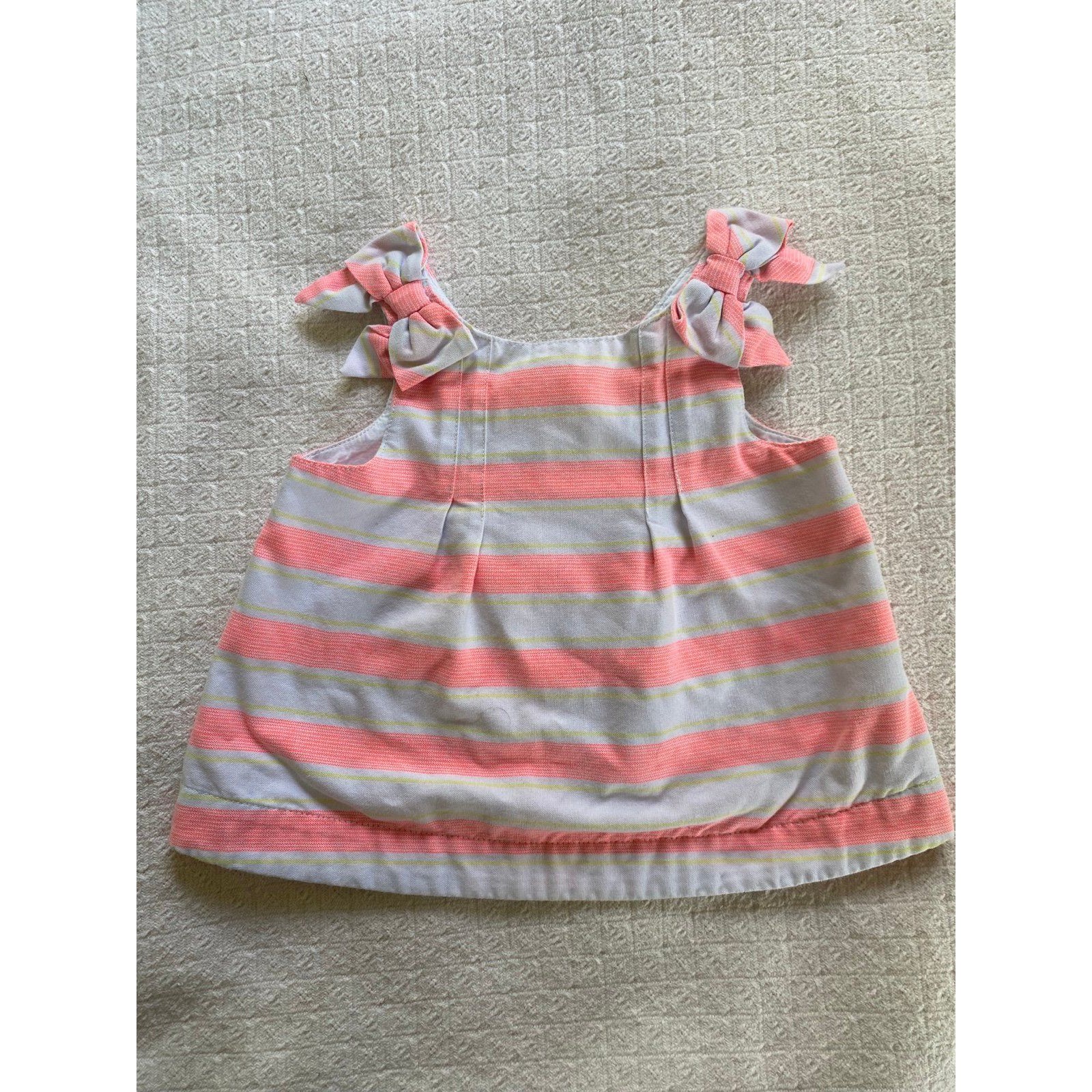 Janie And Jack Baby Girl Dress 3-6 Months Pink Striped With Bows